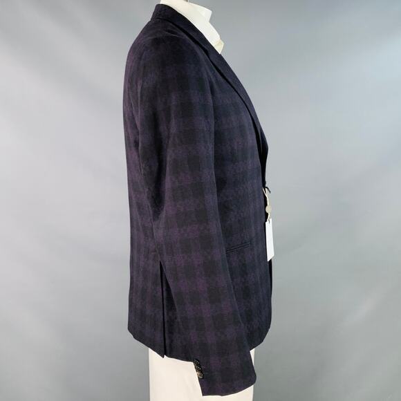 PAUL SMITH Size 44 Soho Purple Black Plaid Wool Notch Lapel Sport Coat - Picture 4 of 11
